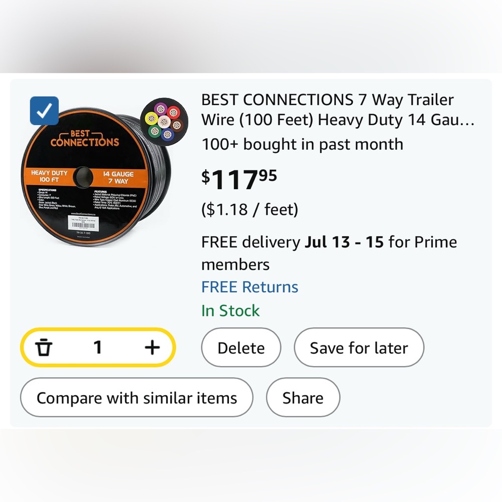 New Best Connections Heavy Duty 14 gauge 7 way Wire (100 ft)